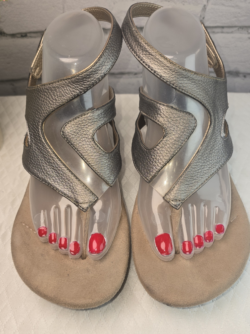 MODZORI WOMENS ZOEY 5 FLIPS REVERSABLE GOLD PEWTER THONG SANDAL WEDGE 9 - Picture 8 of 14